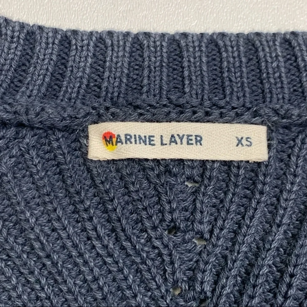 Marine Layer Ezra V-Neck Sweater in Anthracite  Gray size XS Cotton